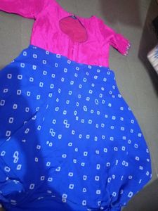 Bandine Blue And Pink Combination Umbrella Dress