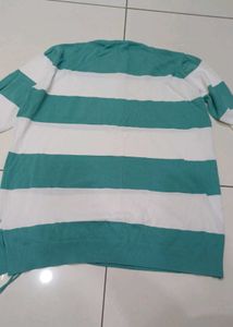 Sea Green And White Top For Women