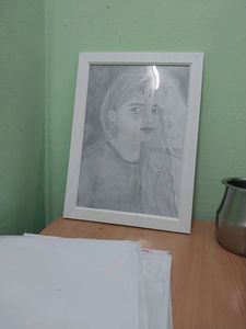 Photo Frame With Frame White/Black Frame Portrait Drawing