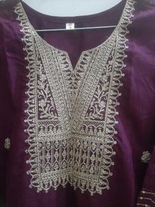 Partywear Burgundy Kurta Set