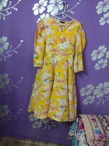 Yellow Floral Print Dress