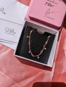 Giva Rose Gold Flowers And Pearl Pendant Chain