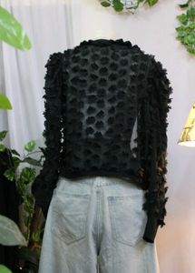 Zara Textured Floral Applique Jacket