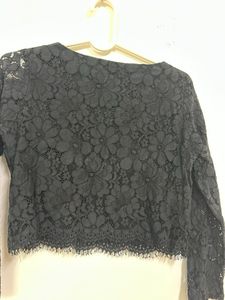 Elegant Black Lace Long Sleeve Top