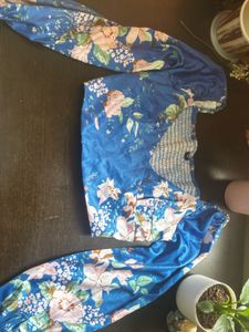 Floral Blue Crop Top