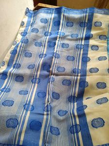 Banarasi Light Comfy Saree Cream Color Patchwork