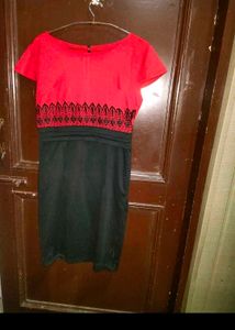 Women Red Black Bodycon Dress