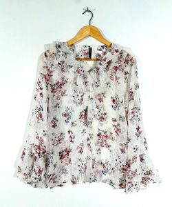 Off White Printed Top For Women's