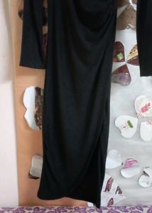 Black Ruched Long Sleeve Dress