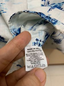 White And Blue Printed Shirt For Men