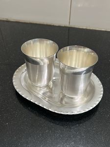 Vintage Silver Plated Cups & Tray(Gotachandi)