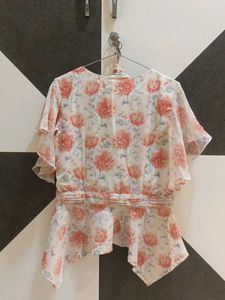 Floral Ruffle Sleeve Top