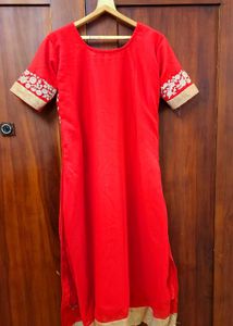 Red Embroidered Indian Dress