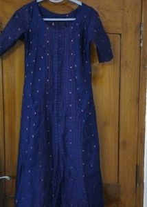 Blue Checkered Midi Dress