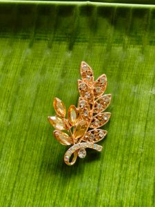 Vintage Rhinestone Leaf Brooch Pin