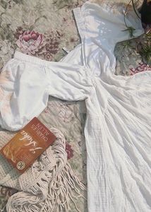 White Cotton Maxi Dress With Beautiful Embroidery