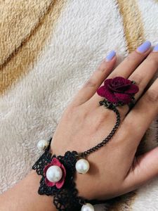 Beautiful Black Lace & Pearl Bracelet