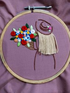 Floral Embroidery Girl Art