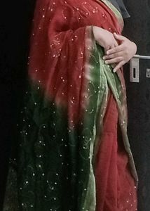 Elegant Red & Green Saree