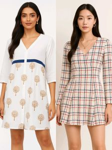 Newly Mini Tweed With Tunic Dresses Combo