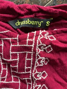 Maroon Embroidered Tank Top