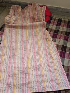 Pink And White Kurta Set