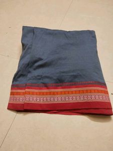 Gray Cotton Blend Saree