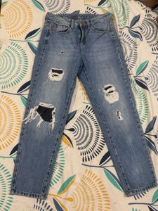 2 Pair Of Ripped Wide Leg And Straight Jeans