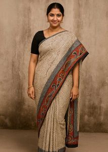 Elegant Beige Printed Saree