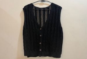 Black Crochet Vest