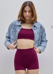 Burgundy Rib-Knit Lounge Co-ord Set