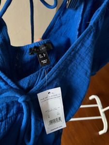 NEW LOOK A-Line Puff Sleeve Blue Dress