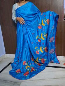 Elegant Blue Floral Saree