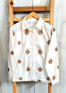Embroidered Floral offwhite shirt size-44-46