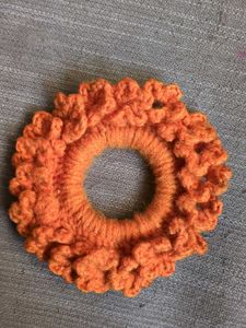 Handmade Orange Crochet Scrunchie