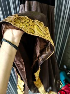 Elegant Brown &amp; Black Anarkali Dress