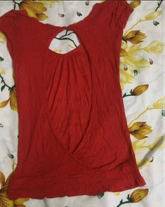 Red backless top