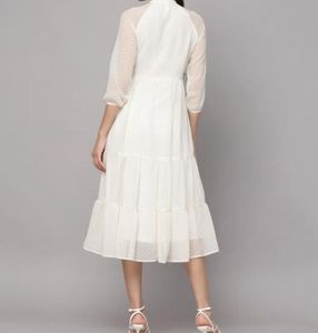 Elegant White Tiered Midi Dress