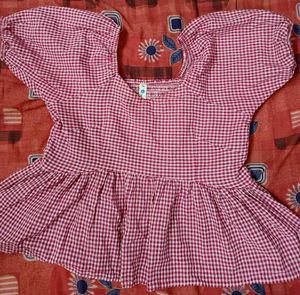Pink Gingham Peplum Top