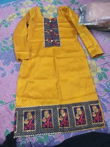 Chic Mustard Embroidered Kurta