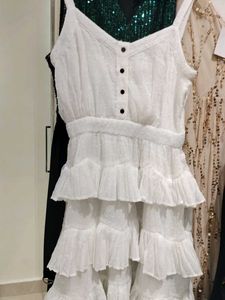 White Ruffle Layered Dress