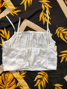 Shiny Silver Cropped Tank Top