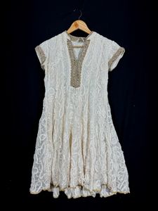 Half White Pearl Embroidered  Kurta ( Women’s )