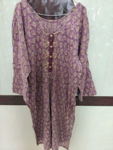 Elegant Purple Printed Kurta Set
