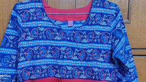 Red And Blue Patterned Kurta