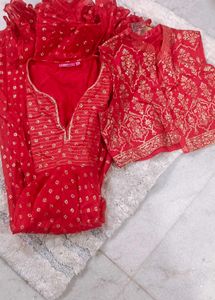 Red Embroidered Kurta Set