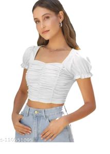 White Ruched Crop Top🤍