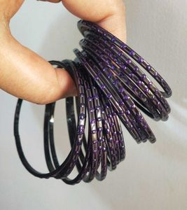 Purple Glitter Bangles Set
