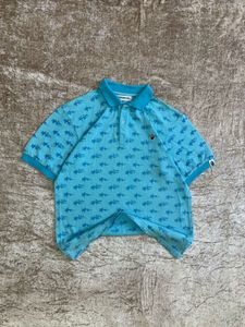 Bathing Ape Bape sta  Blue Graphic Print Polo Shir