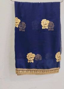 Elegant Blue Floral Saree